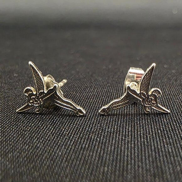 Disney Tinkerbell Sterling Silver 925 Designer Signed Stud Post Earrings - Picture 1 of 8